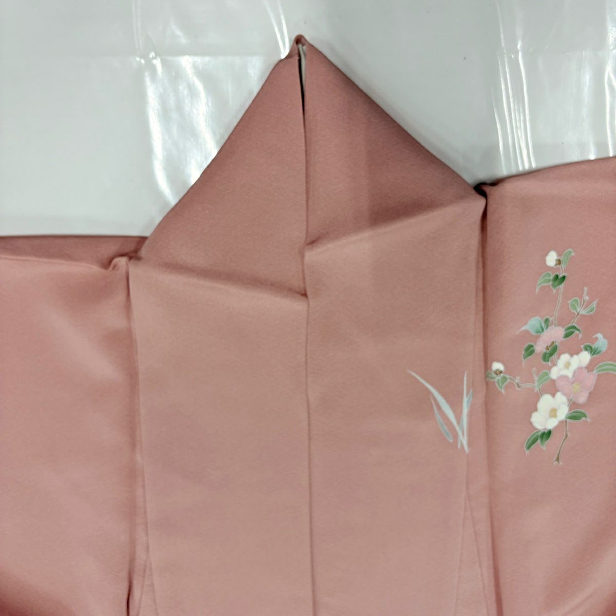 【美品】訪問服 身長158cm 袖長64cm M 雙層 枝花 流水 染分 ぼかし 淡小豆 純蠶絲 秀品級