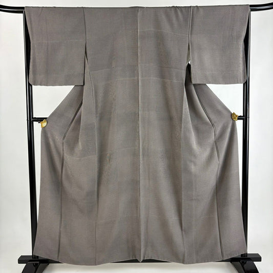 小紋 身長158cm 袖長66cm M 雙層 幾何學 縞 灰紫 純蠶絲 秀品級