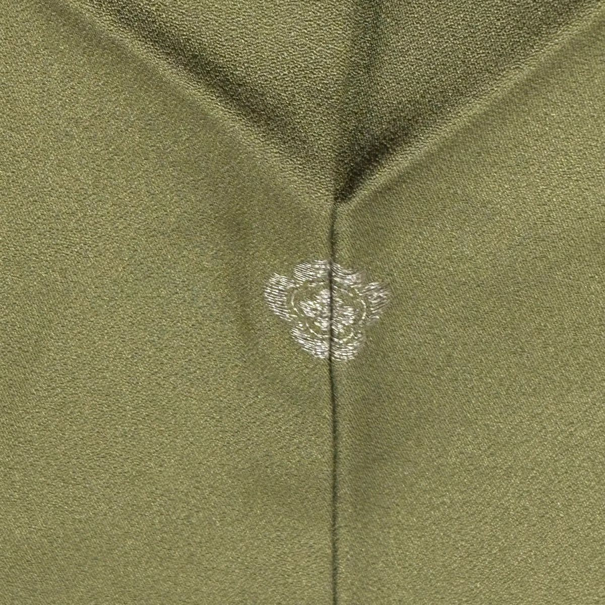 付下 身長154.5cm 袖長63cm S 雙層 扇子面 草花紋紋 金銀彩 漸層 茶綠 純蠶絲 秀品級 一つ紋