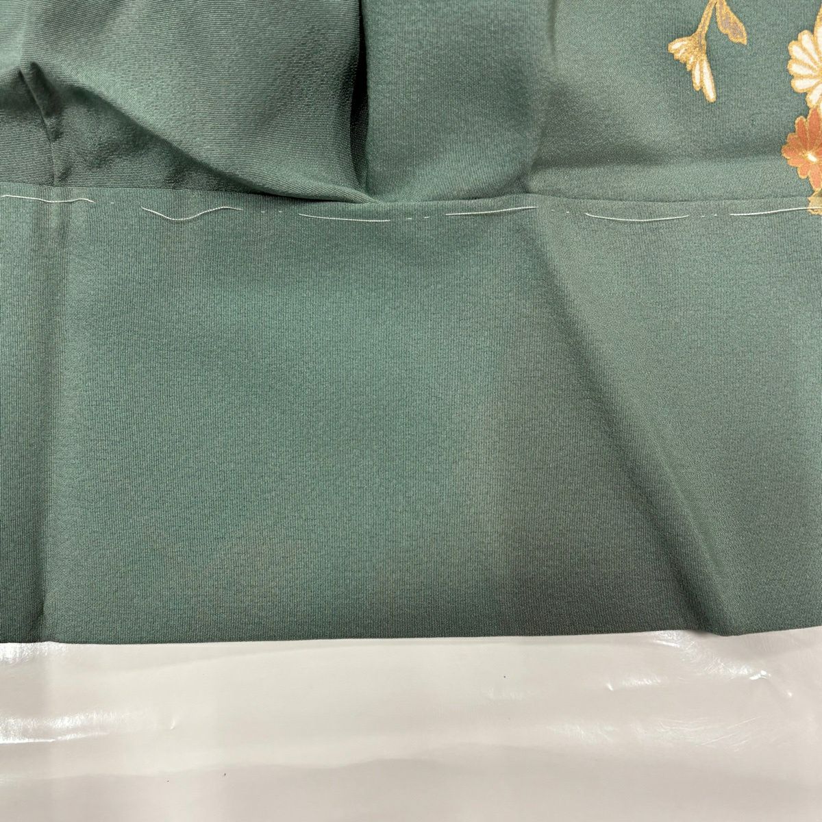 訪問服 身長160cm 袖長63cm S 雙層 菊花 櫻花 金彩裝飾 漸層 灰綠 純蠶絲 優品級