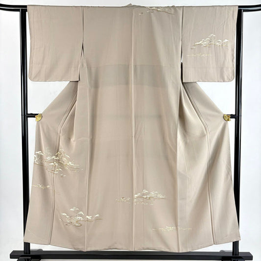 付下 身長153.5cm 袖長63.5cm S 雙層 松樹竹子梅花 霞 金銀彩 金絲 灰茶 純蠶絲 優品級