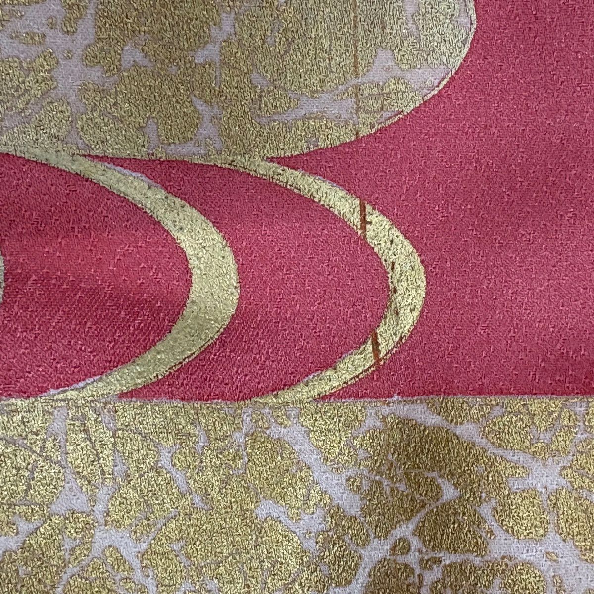 振袖禮服 身長160.5cm 袖長66.5cm M 雙層 花車 松樹 金絲 金銀彩 粉紅 純蠶絲 優品級