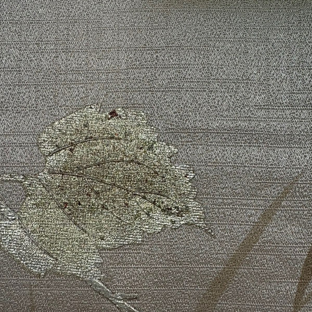 付下 身長162cm 袖長63.5cm S 雙層 枝花 笹 金銀彩 螺鈿 灰綠 純蠶絲 秀品級