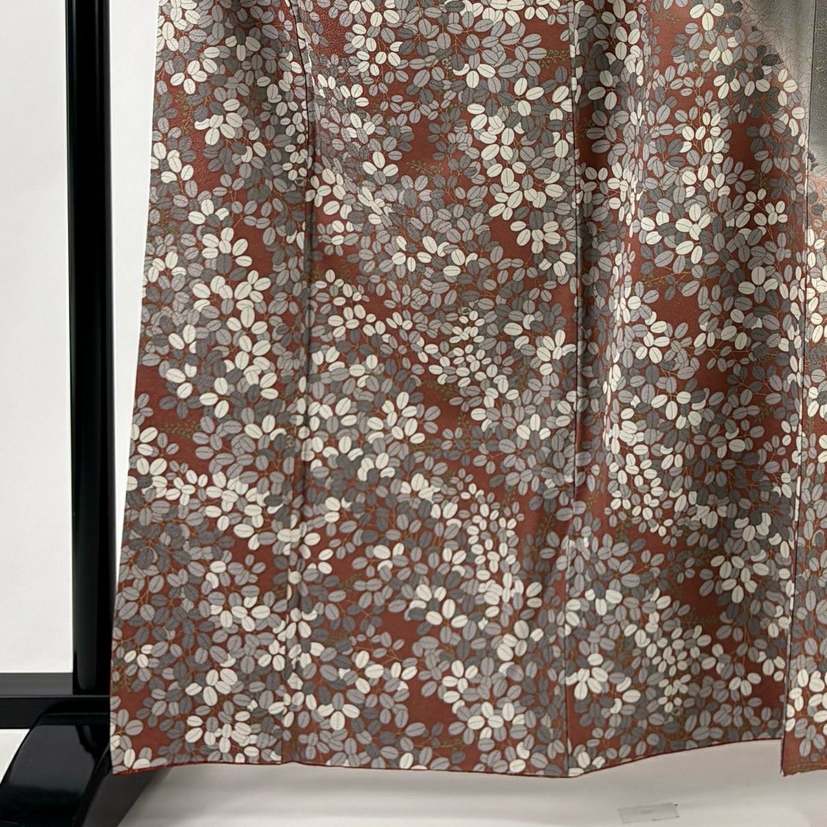 【美品】訪問服 身長162cm 袖長67.5cm L 雙層 萩 金銀彩 小豆 純蠶絲 秀品級
