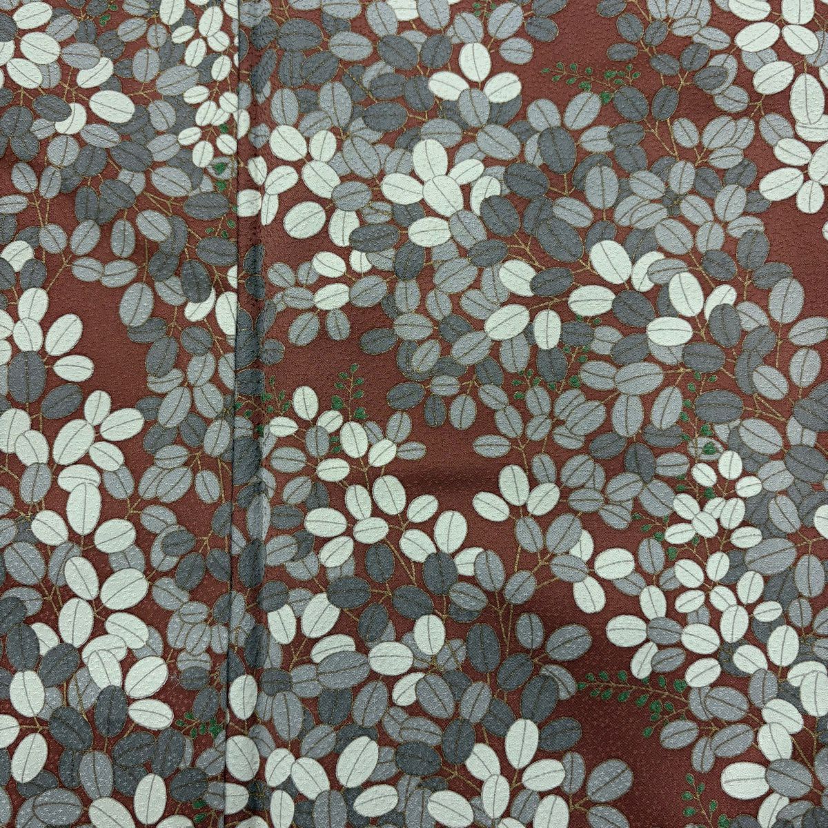 【美品】訪問服 身長162cm 袖長67.5cm L 雙層 萩 金銀彩 小豆 純蠶絲 秀品級