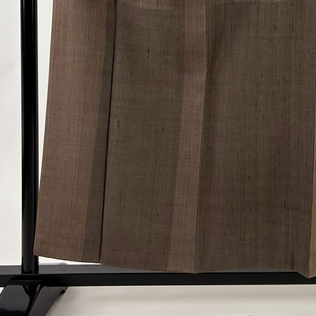 【美品】 紬織 身長158.5cm 袖長67.5cm L 雙層 垂直條紋 茶 純蠶絲 秀品級