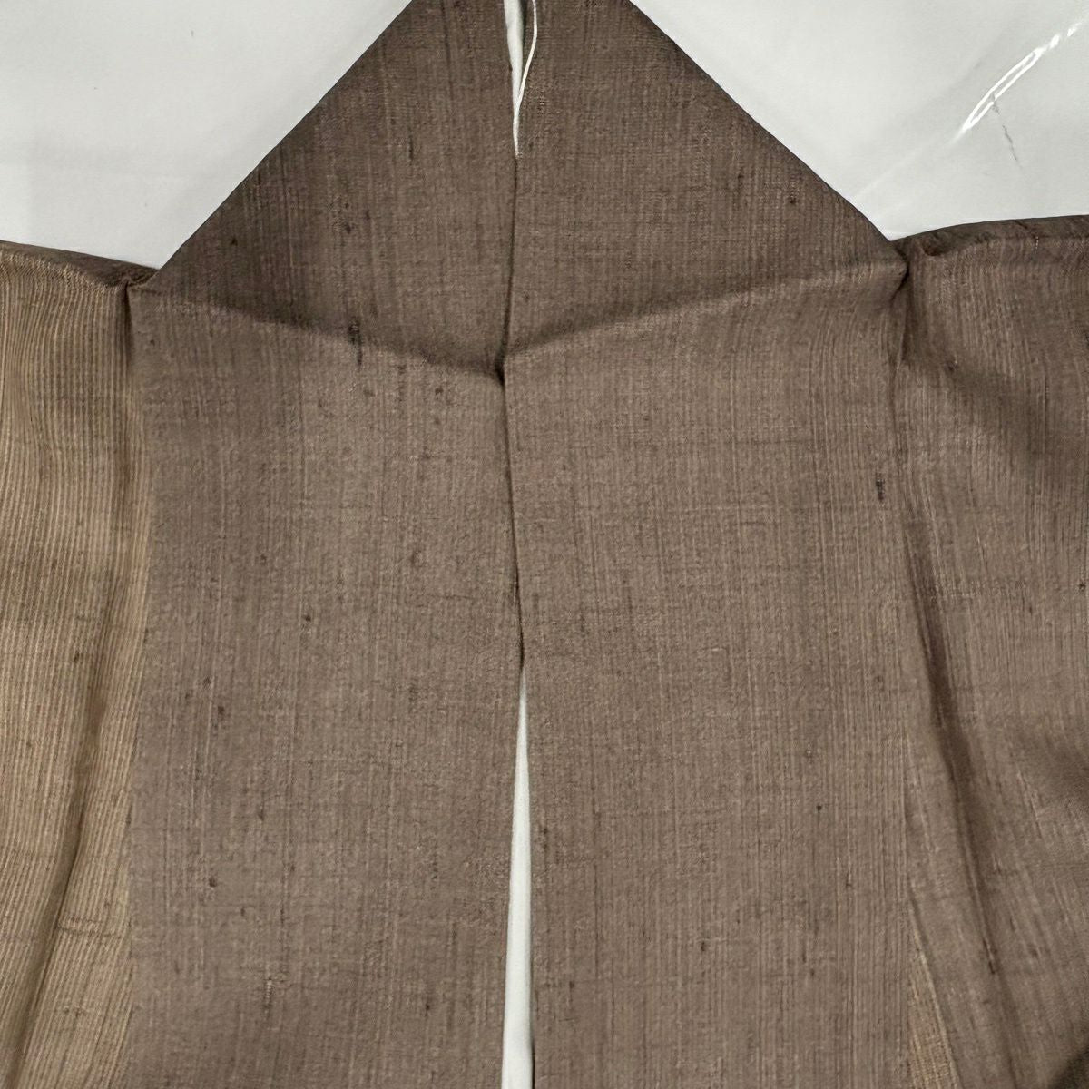 【美品】 紬織 身長158.5cm 袖長67.5cm L 雙層 垂直條紋 茶 純蠶絲 秀品級
