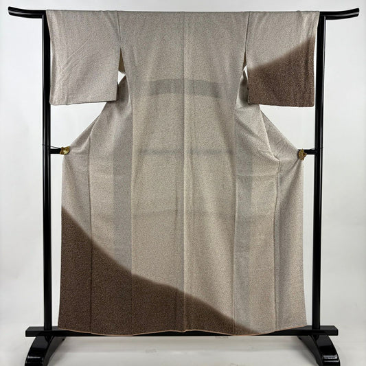 付下 身長158cm 袖長64cm M 雙層 幾何學 染分 淡奶油色 純蠶絲 優品級