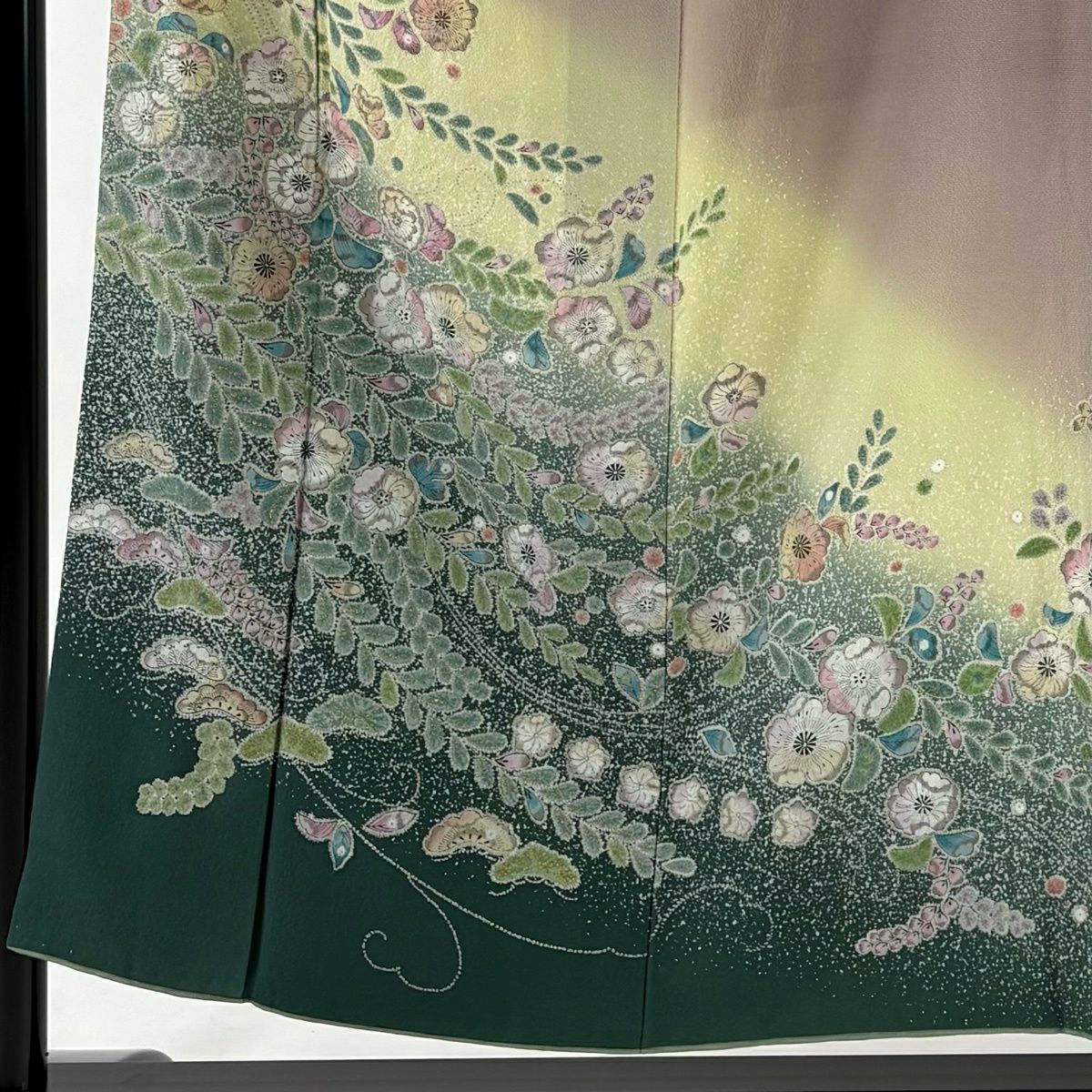 訪問服 身長152cm 袖長62.5cm S 雙層 辻花染 金銀彩 染分 灰紫 純蠶絲 秀品級 一つ紋