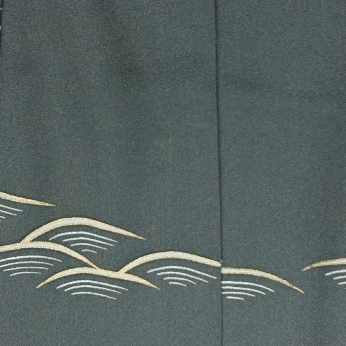 訪問服 身長176.5cm 袖長70cm 未仕立 雜色羽橋 松樹 金絲 金銀彩 灰綠 純蠶絲 優品級