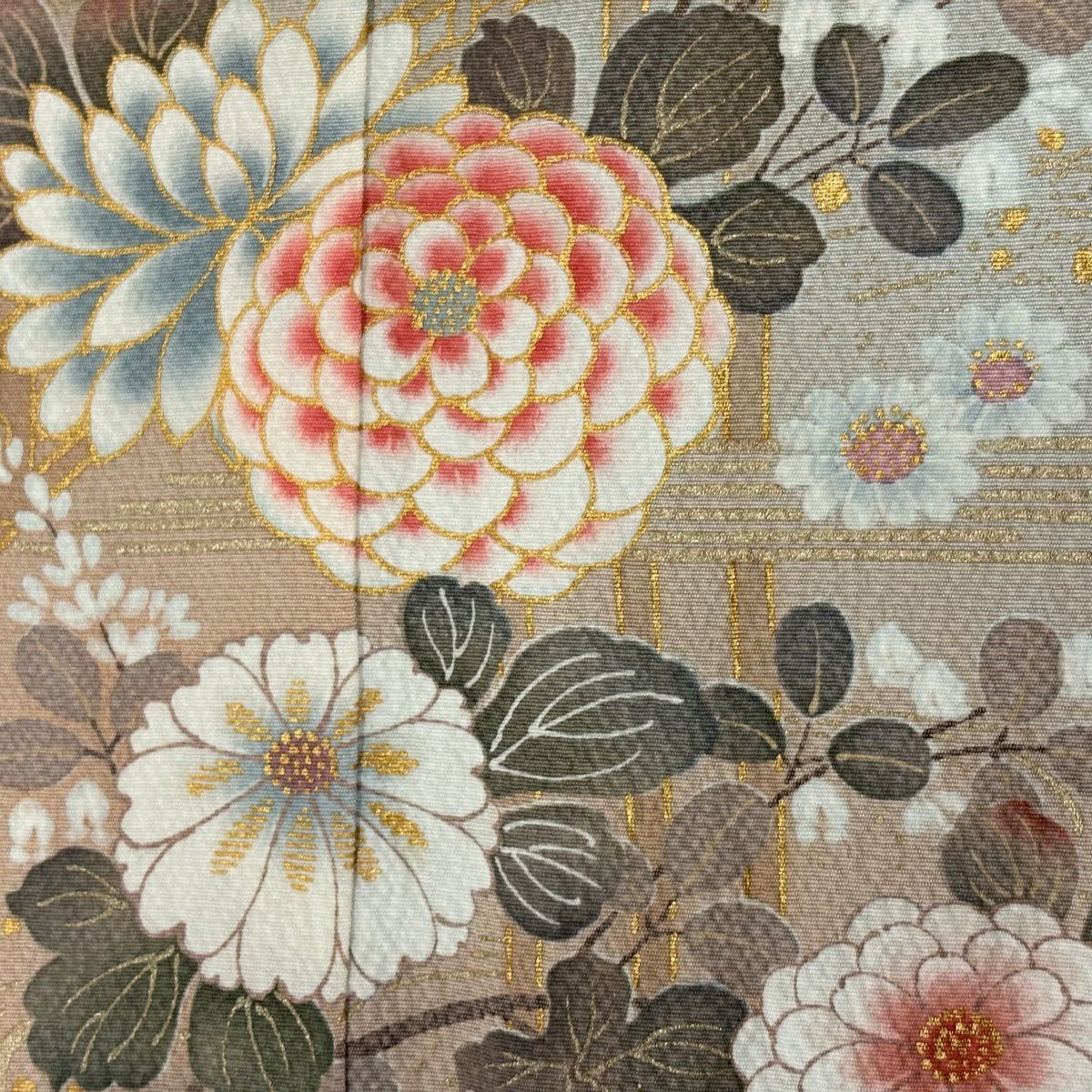 訪問服 身長155cm 袖長62.5cm S 雙層 菊花 松樹 金銀彩 漸層 淺茶 純蠶絲 優品級