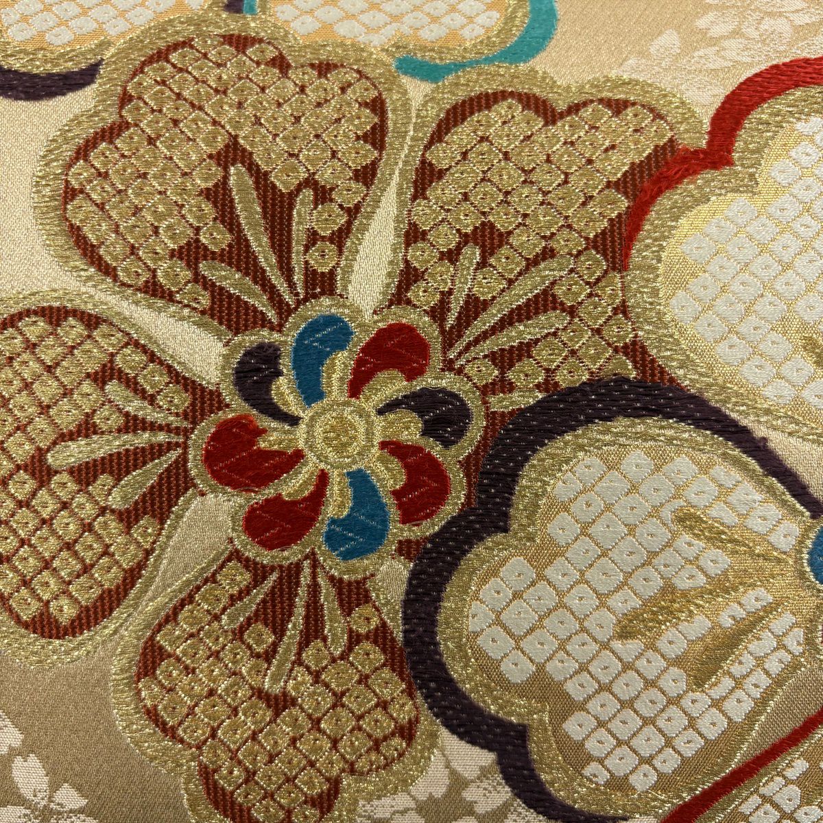 【美品】 袋帶 秀品級 振袖禮服禮服用 櫻花 金絲 金金箔 金色 六通 純蠶絲