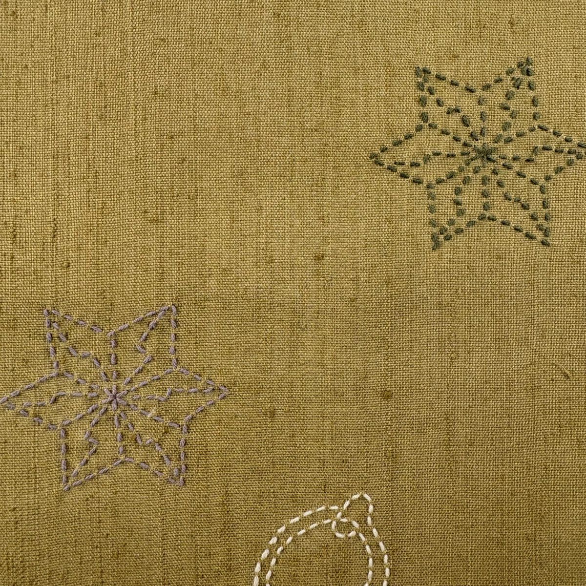 【美品】 袋帶 秀品級 瓢箪 紅葉 刺繡 紬織織 黃土色 大鼓圖案 純蠶絲