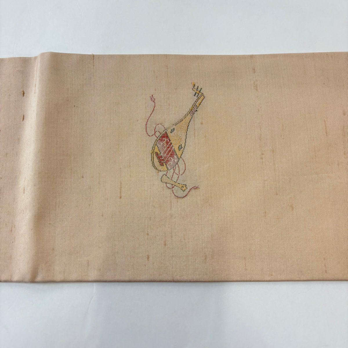 名古屋帶 秀品級 紬織織 和樂器 米色 純蠶絲