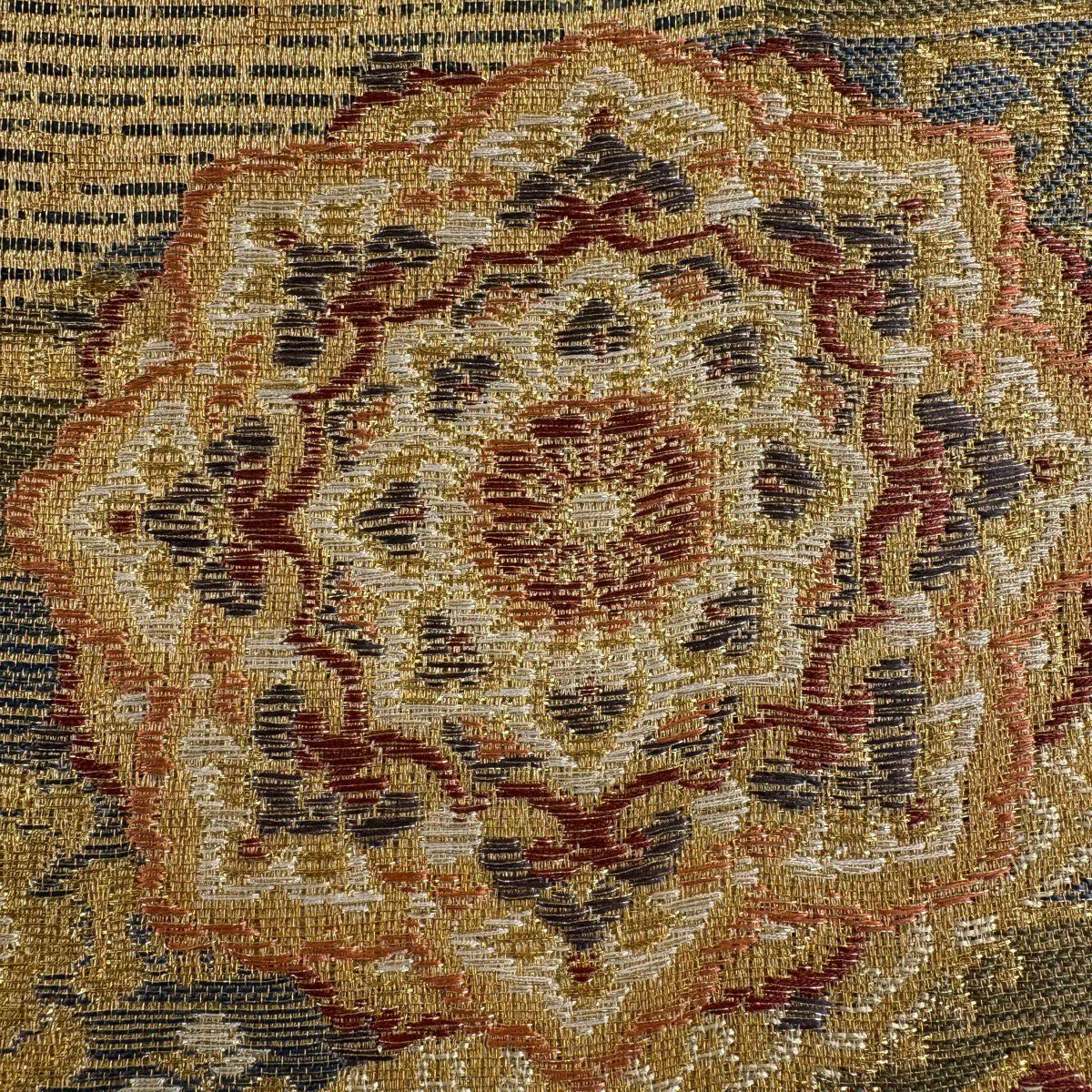 【美品】 袋帶 秀品級 華紋 花 金絲 金金箔 金色 六通 純蠶絲