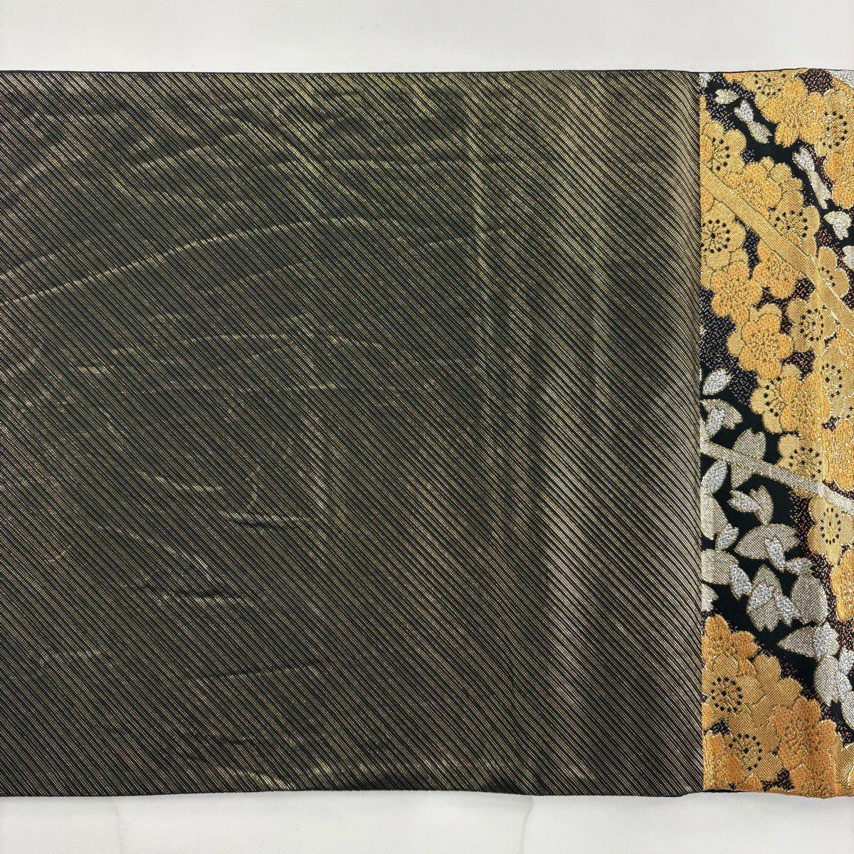 【美品】 袋帶 優品級 振袖禮服禮服用 櫻花 梅花花 金絲 金金箔 金 六通 純蠶絲