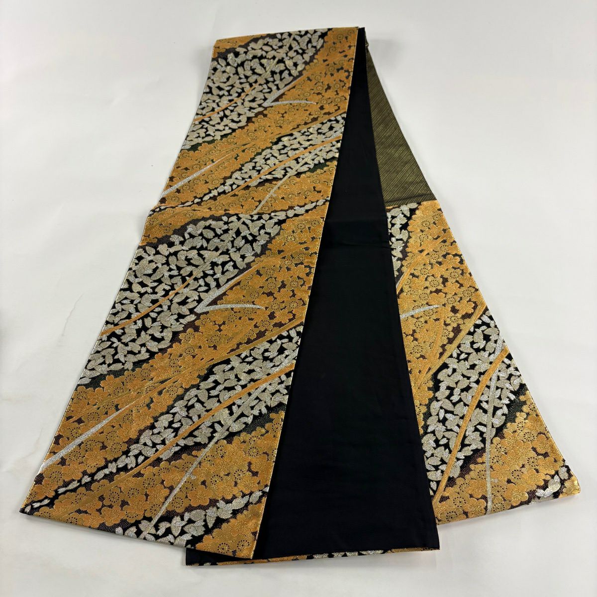 【美品】 袋帶 優品級 振袖禮服禮服用 櫻花 梅花花 金絲 金金箔 金 六通 純蠶絲
