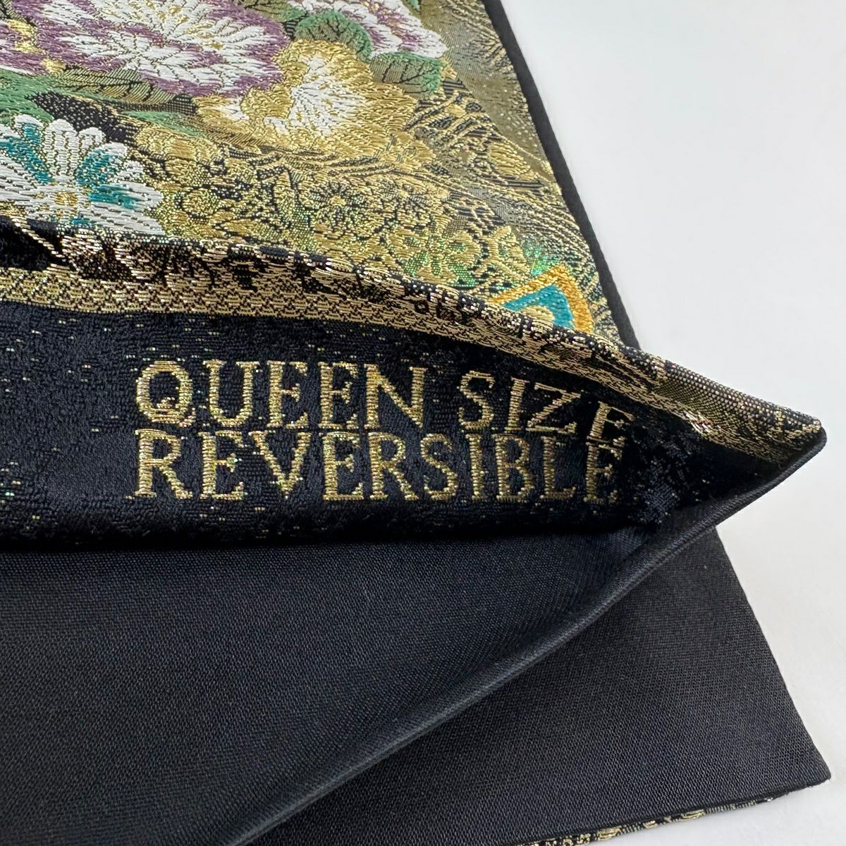 【美品】 袋帶 秀品級 振袖禮服禮服用 花丸紋 蝴蝶 金絲 金金箔 黑 六通 純蠶絲