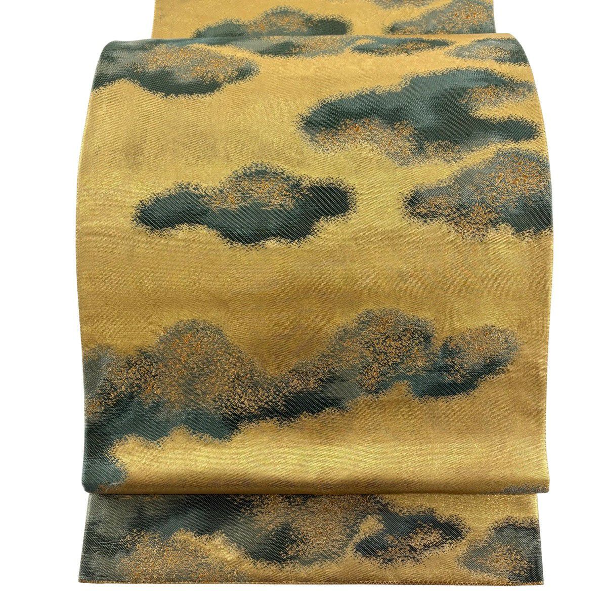 袋帶 秀品級 關西仕立 青雲紋 金絲 金金箔 金色 六通 純蠶絲