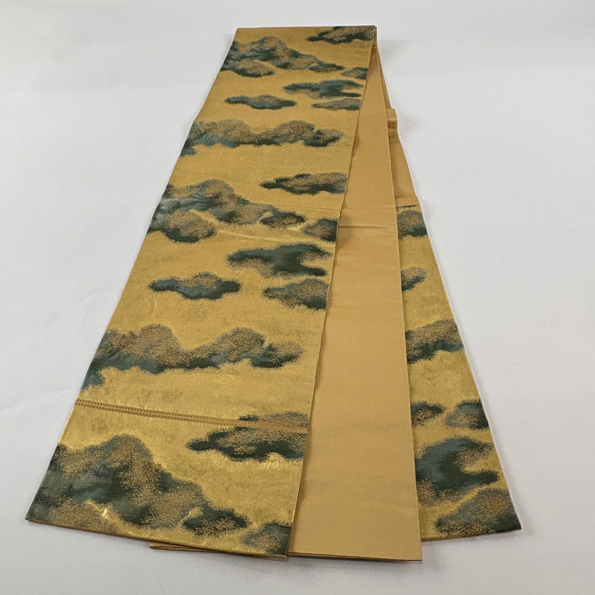 袋帶 秀品級 關西仕立 青雲紋 金絲 金金箔 金色 六通 純蠶絲