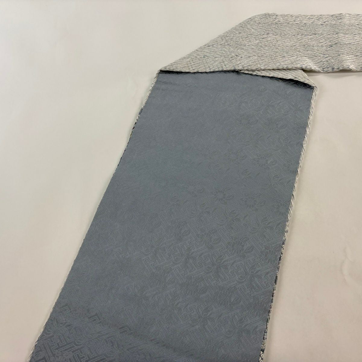 名古屋帶 逸品級 流水 絞染 青灰 純蠶絲