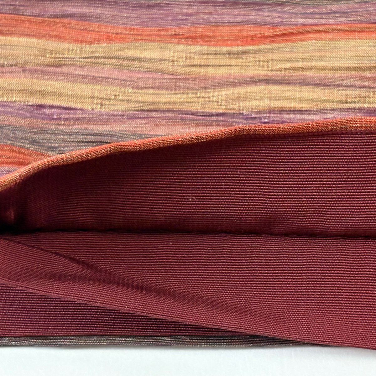 【美品】 袋帶 逸品級 證書齊全 小森久 共箱有 條紋圖案 金銀彩 拉麵絲 紫色 六通 純蠶絲