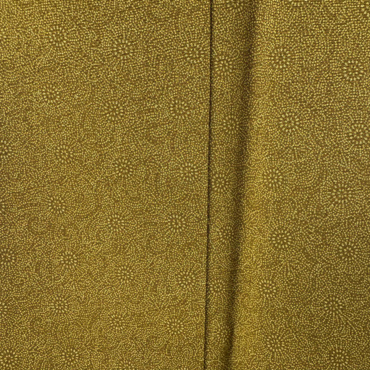 【美品】 江戶小紋 身長159cm 袖長66cm M 雙層 人間國寶 中村勇二郎 落款あり 古代菊花 鶯色 純蠶絲 逸品級 一つ紋