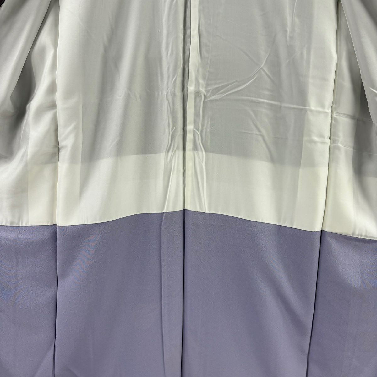 【美品】訪問服 身長155cm 袖長66.5cm M 雙層 落款あり 花唐草紋 灰紫 純蠶絲 逸品級