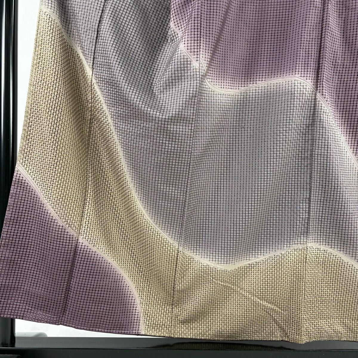 【美品】訪問服 身長155.5cm 袖長66.5cm M 雙層 幾何學 汕頭刺繡 染分 紫 純蠶絲 逸品級