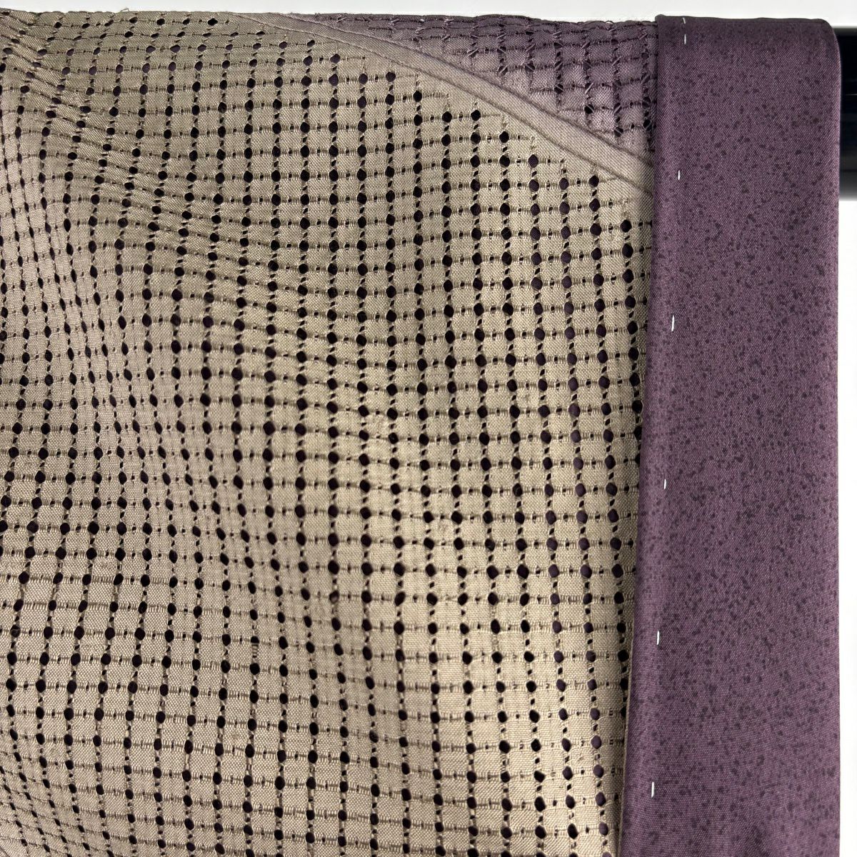 【美品】訪問服 身長155.5cm 袖長66.5cm M 雙層 幾何學 汕頭刺繡 染分 紫 純蠶絲 逸品級
