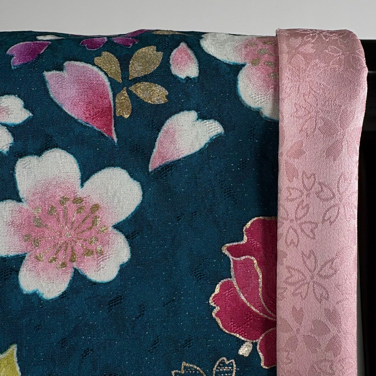 【美品】振袖禮服 身長164cm 袖長67cm M 雙層 大和 牡丹 鞠 銀通 金銀彩 青綠 純蠶絲 逸品級