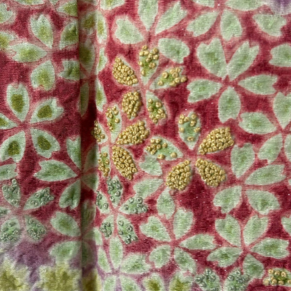 訪問服 身長166.5cm 袖長67cm M 雙層 櫻花 梅花花 銀通 金銀彩 漸層 粉紅 純蠶絲 逸品級
