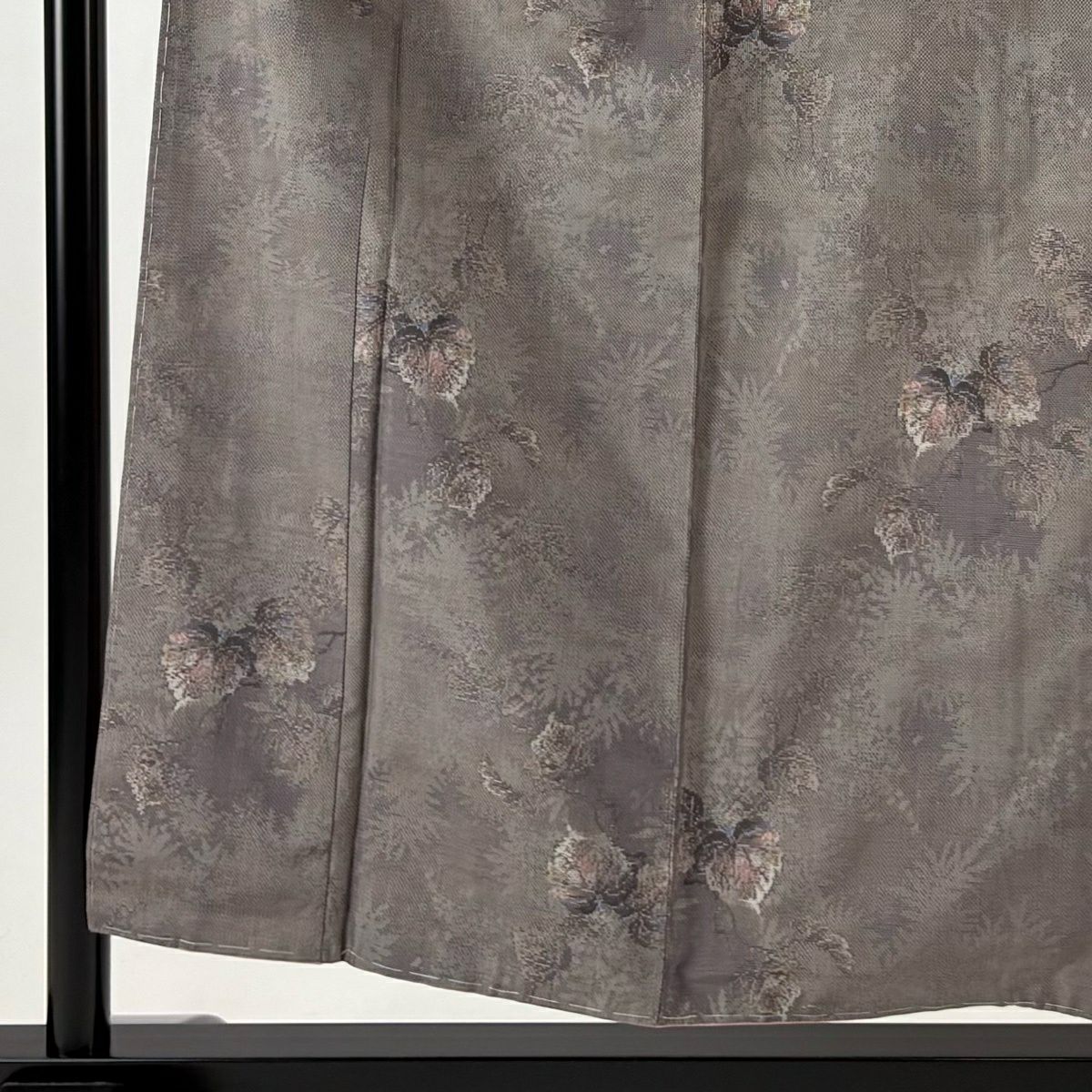 【美品】 大島紬織 身長155cm 袖長62cm S 雙層 都喜ヱ門 證書已備 葉與實 灰茶 純蠶絲 逸品級