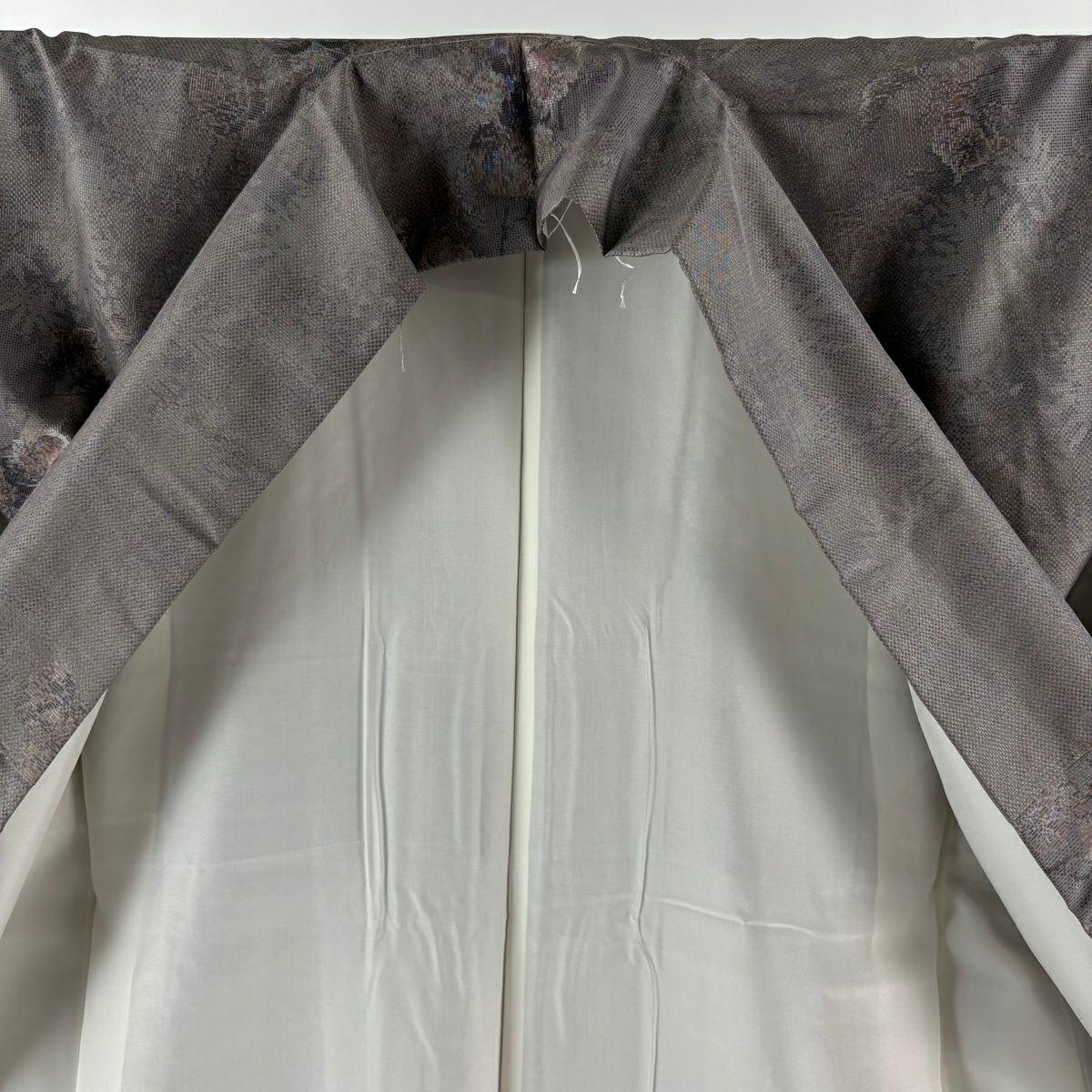 【美品】 大島紬織 身長155cm 袖長62cm S 雙層 都喜ヱ門 證書已備 葉與實 灰茶 純蠶絲 逸品級