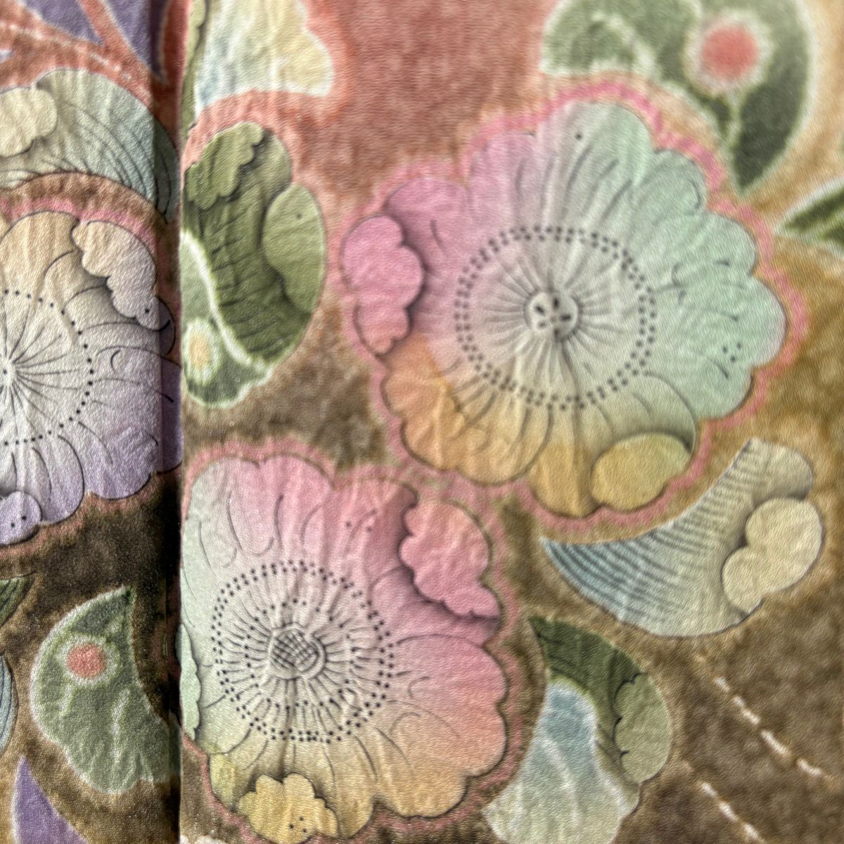 【美品】訪問服 身長165cm 袖長65.5cm M 雙層 落款あり 辻花染 銀通し ぼかし 深綠 純蠶絲 逸品級
