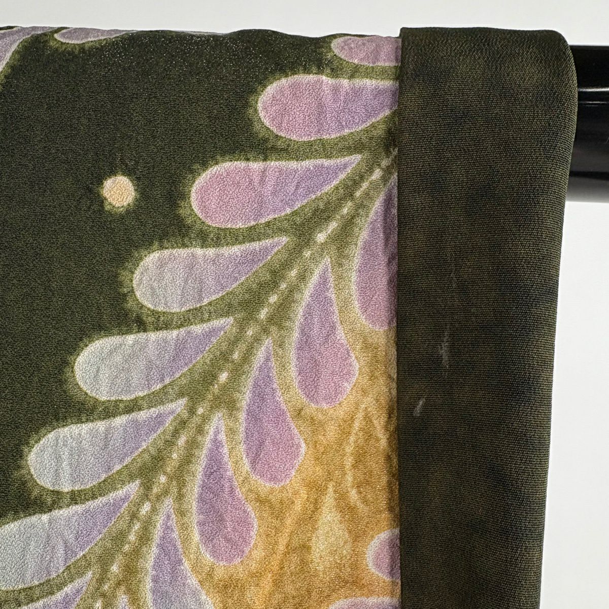 【美品】訪問服 身長165cm 袖長65.5cm M 雙層 落款あり 辻花染 銀通し ぼかし 深綠 純蠶絲 逸品級
