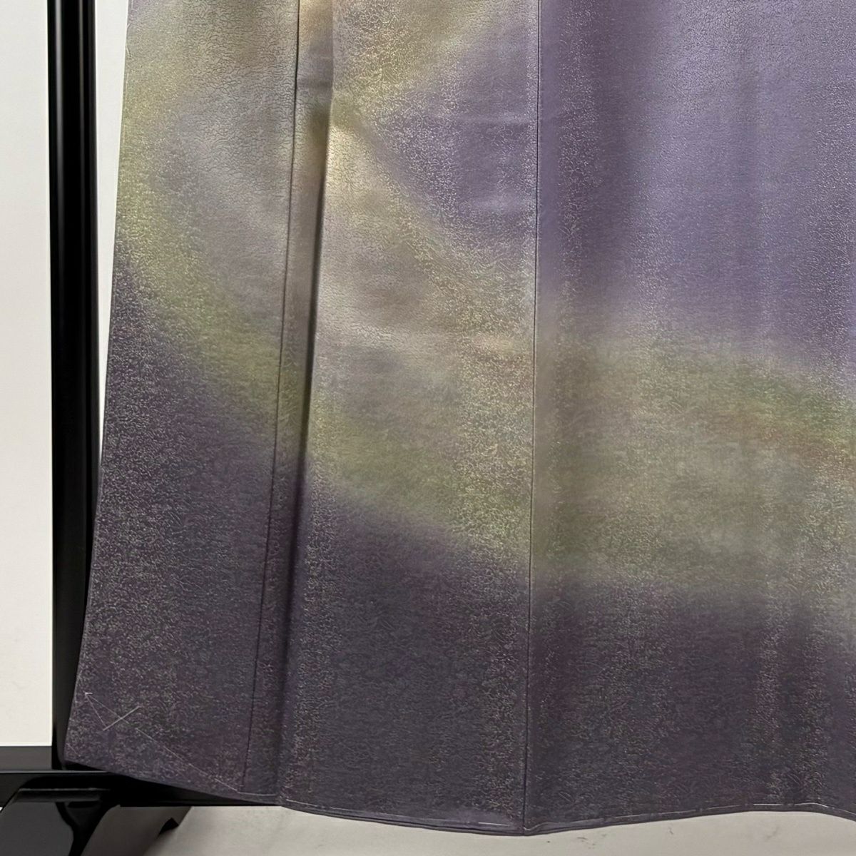 【美品】訪問服 身長160cm 袖長64cm M 雙層 久保田一竹子工房 落款あり 霞暈染 金通し 淡紫 純蠶絲 逸品級 一つ紋