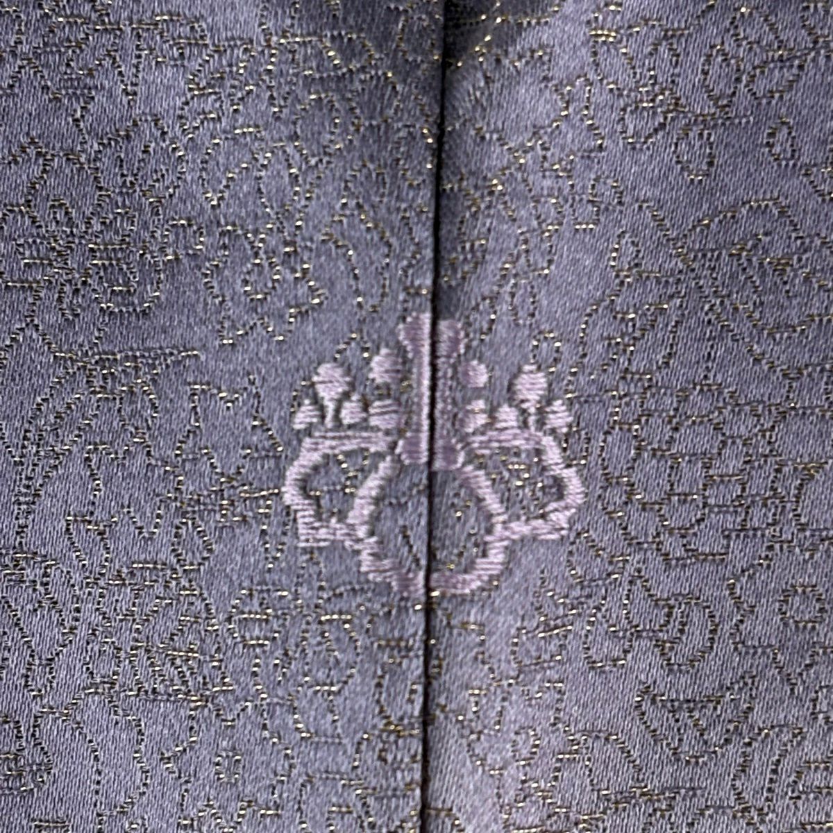 【美品】訪問服 身長160cm 袖長64cm M 雙層 久保田一竹子工房 落款あり 霞暈染 金通し 淡紫 純蠶絲 逸品級 一つ紋