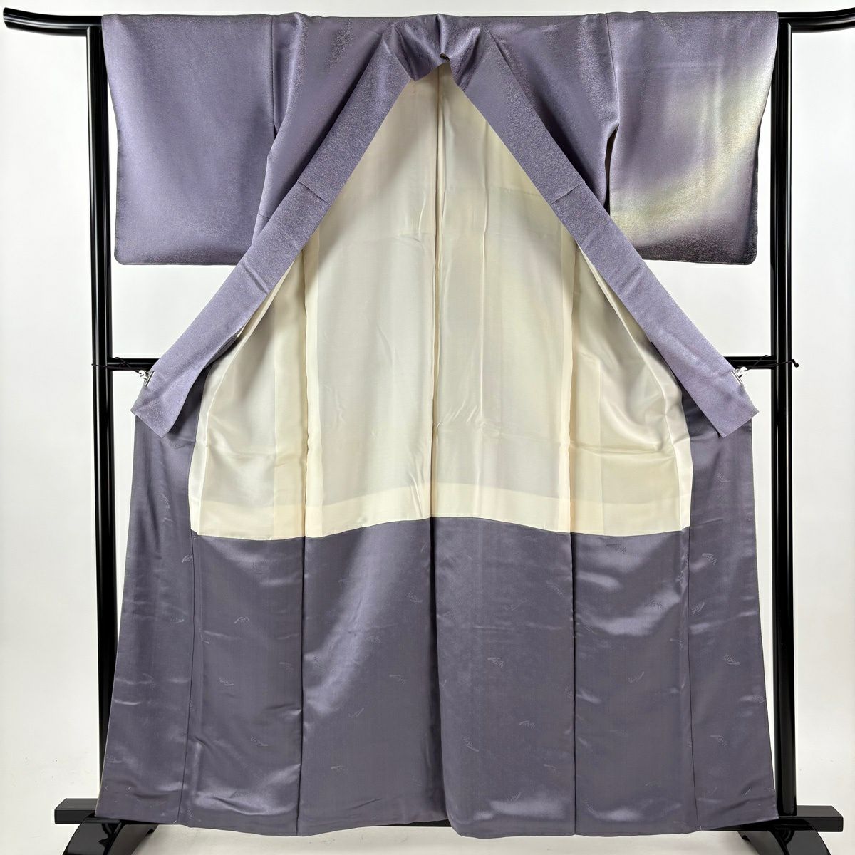 【美品】訪問服 身長160cm 袖長64cm M 雙層 久保田一竹子工房 落款あり 霞暈染 金通し 淡紫 純蠶絲 逸品級 一つ紋