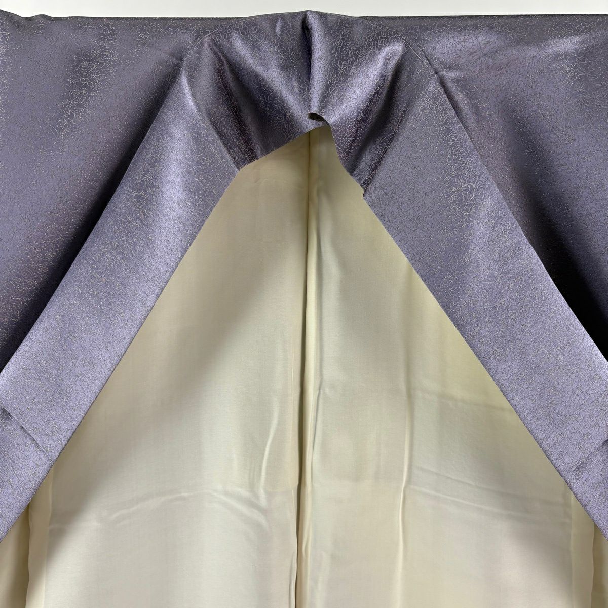 【美品】訪問服 身長160cm 袖長64cm M 雙層 久保田一竹子工房 落款あり 霞暈染 金通し 淡紫 純蠶絲 逸品級 一つ紋