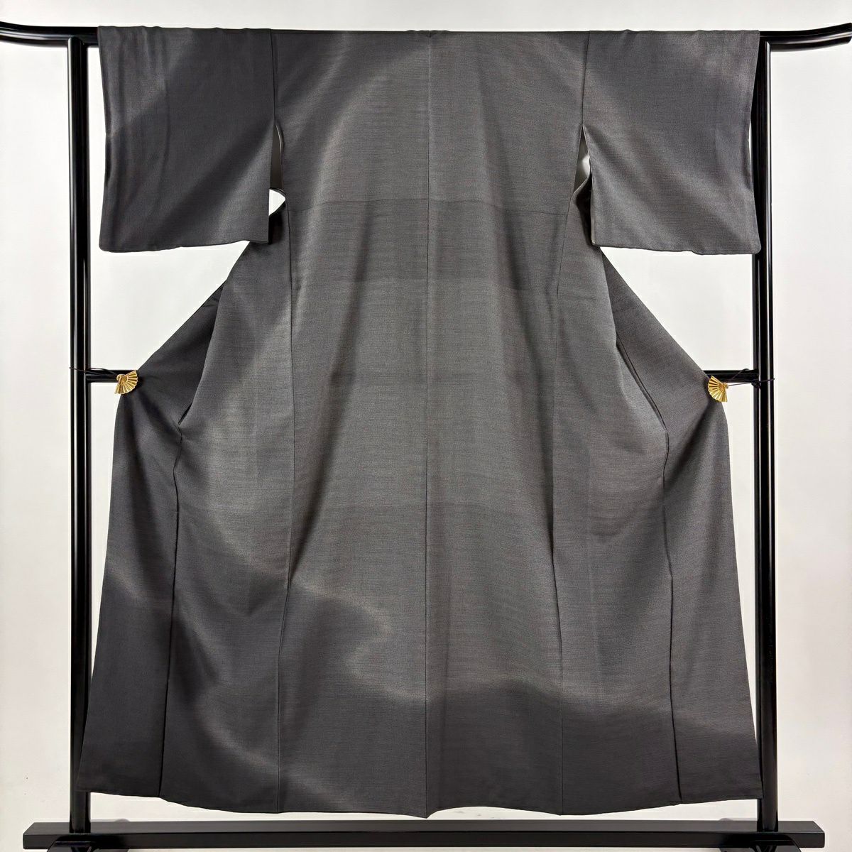 【美品】訪問服 身長155.5cm 袖長63.5cm S 雙層 お召地 雪中的絹 來自山田織 有落款 有證書 霞 黑灰 純蠶絲 逸品級
