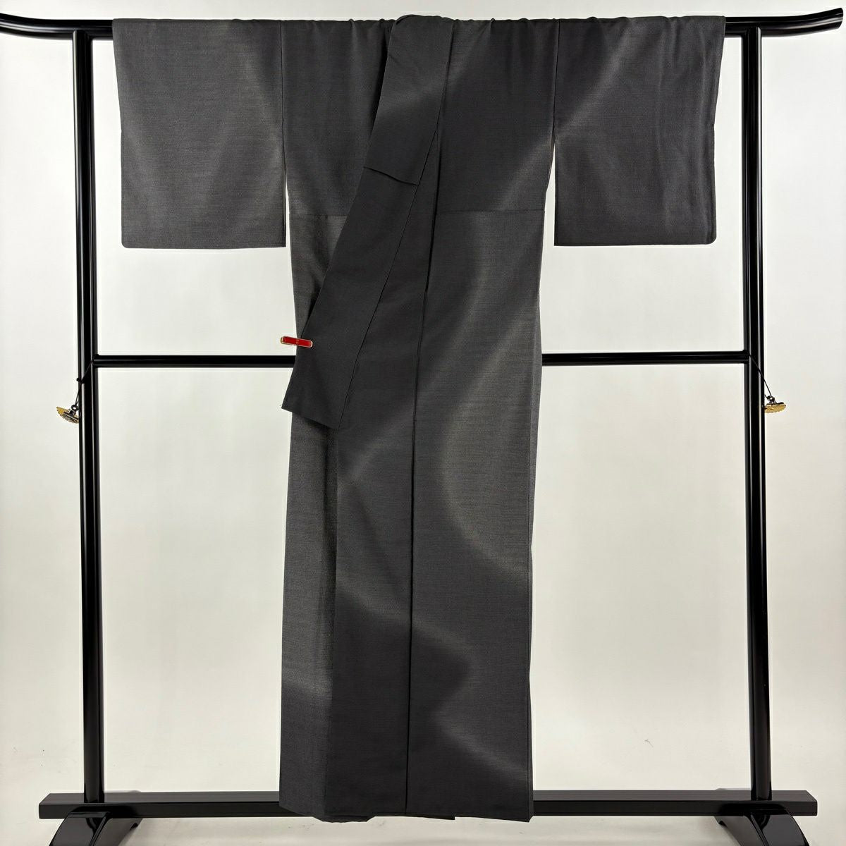 【美品】訪問服 身長155.5cm 袖長63.5cm S 雙層 お召地 雪中的絹 來自山田織 有落款 有證書 霞 黑灰 純蠶絲 逸品級