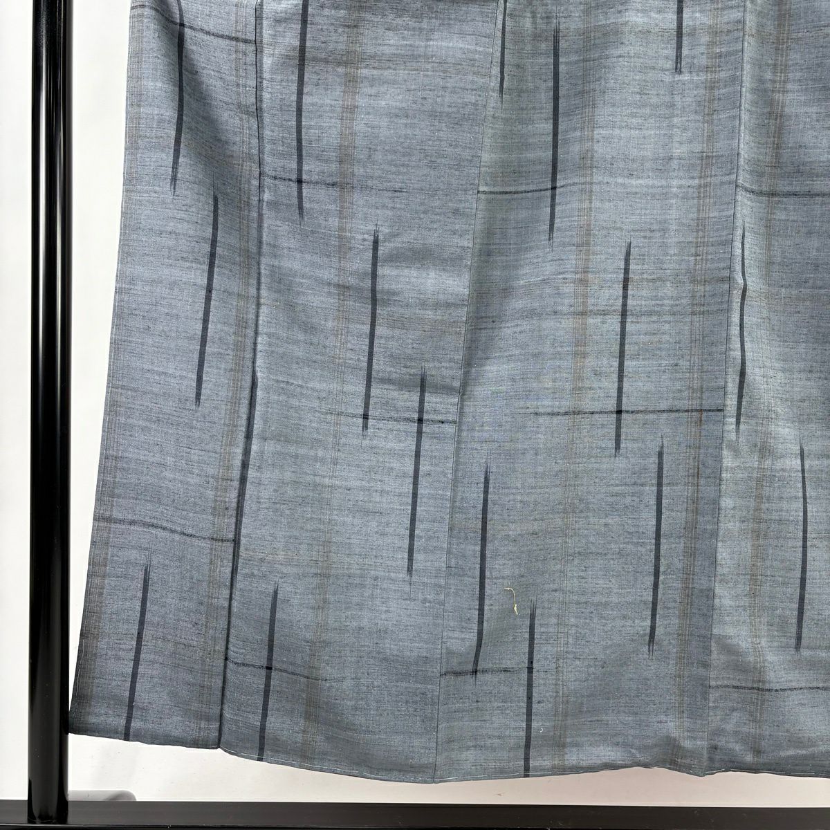 【美品】 紬織 身長154cm 袖長63cm S 雙層 鈕襟 草木染別誂郡上紬織 幾何學圖案 青灰色 純蠶絲 逸品級