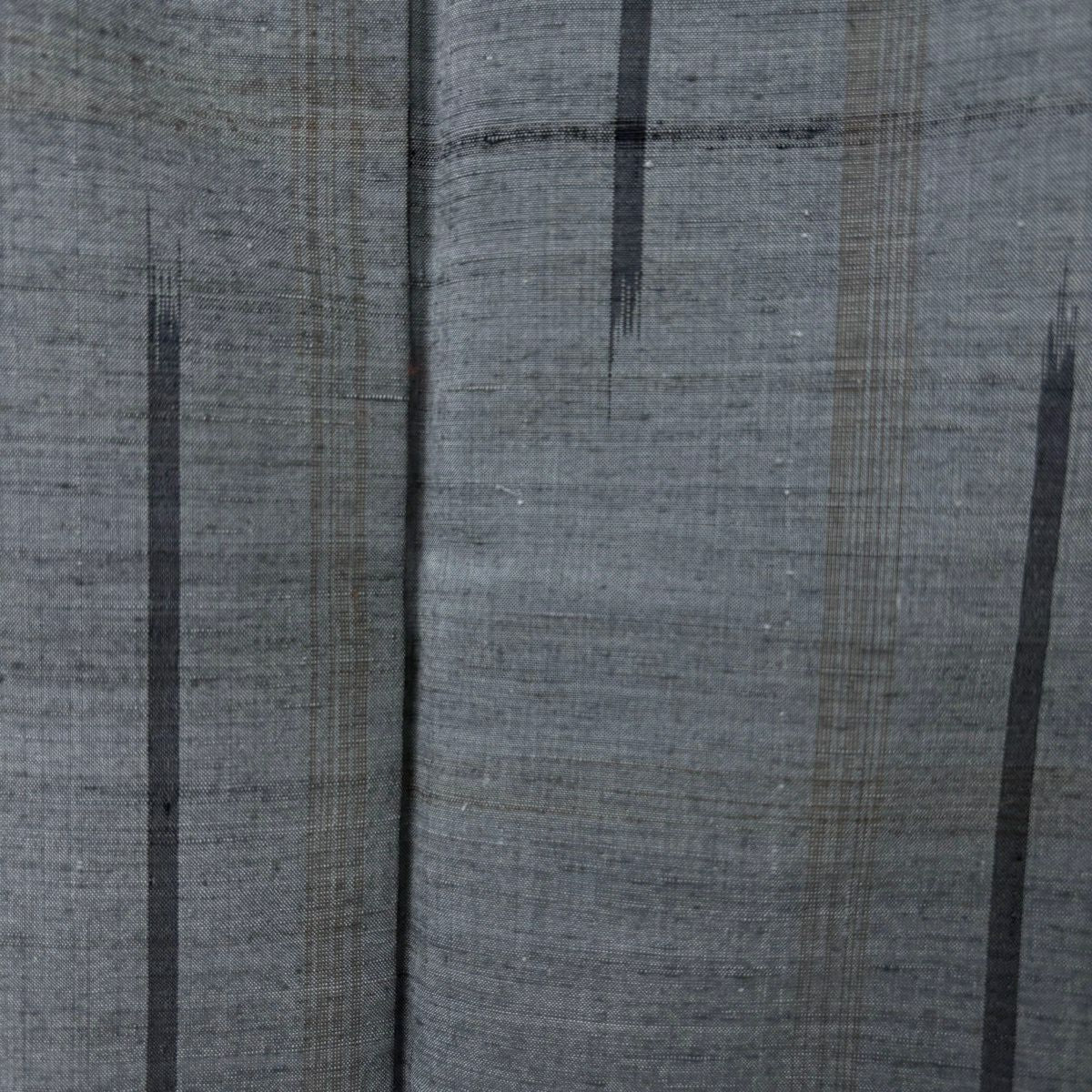 【美品】 紬織 身長154cm 袖長63cm S 雙層 鈕襟 草木染別誂郡上紬織 幾何學圖案 青灰色 純蠶絲 逸品級