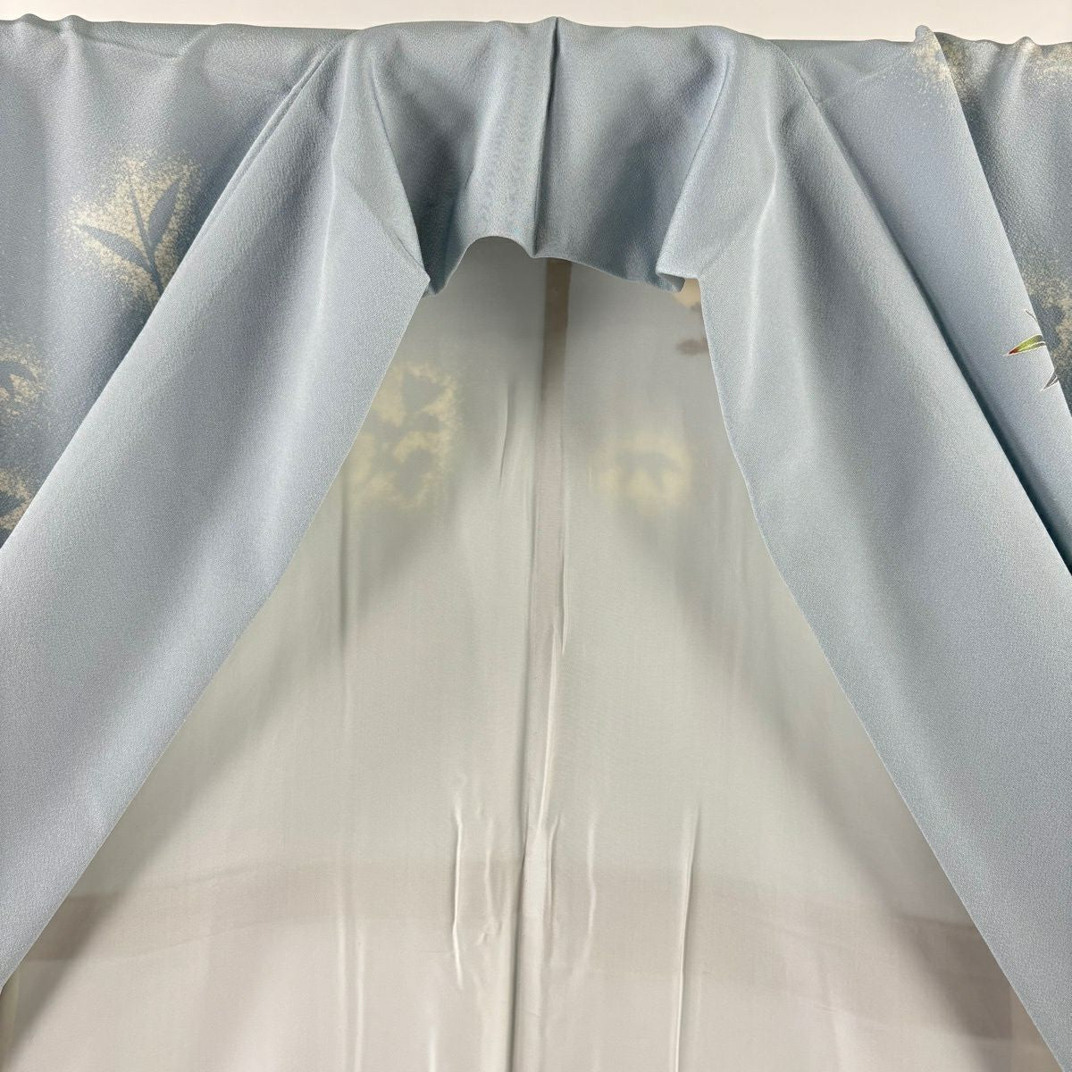 訪問服 身長165.5cm 袖長67cm M 雙層 人間國寶 羽田登喜男 落款 鴛鴦 枝梅花 金銀彩 漸層 水藍 純蠶絲 逸品級