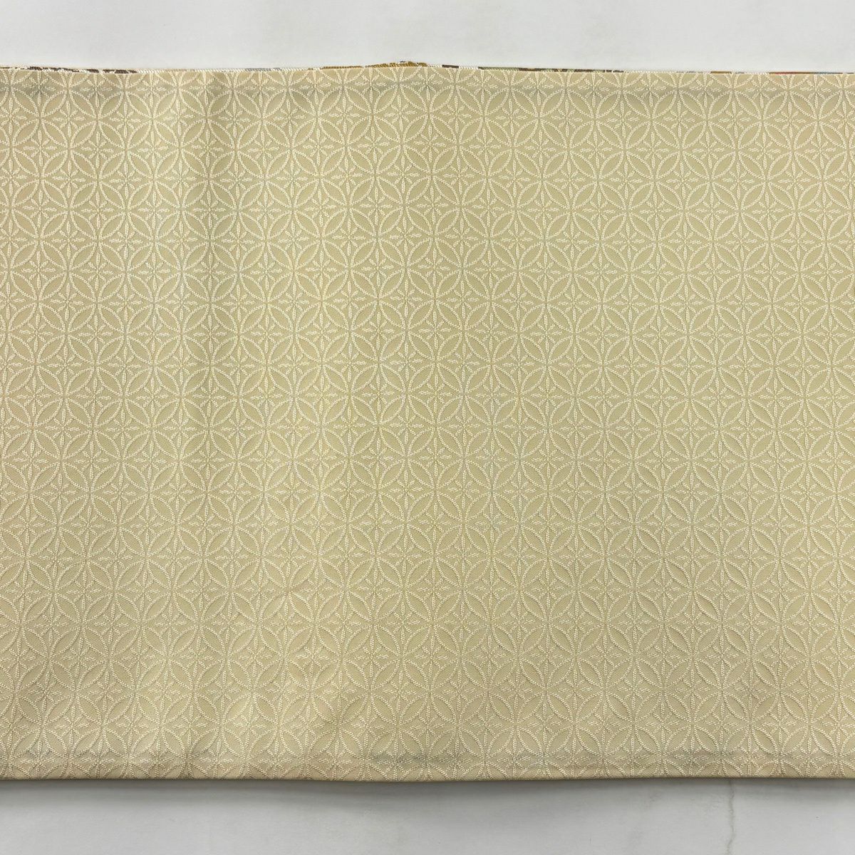 【美品】 袋帶 逸品級 花 葉紋 米色 全通 純蠶絲