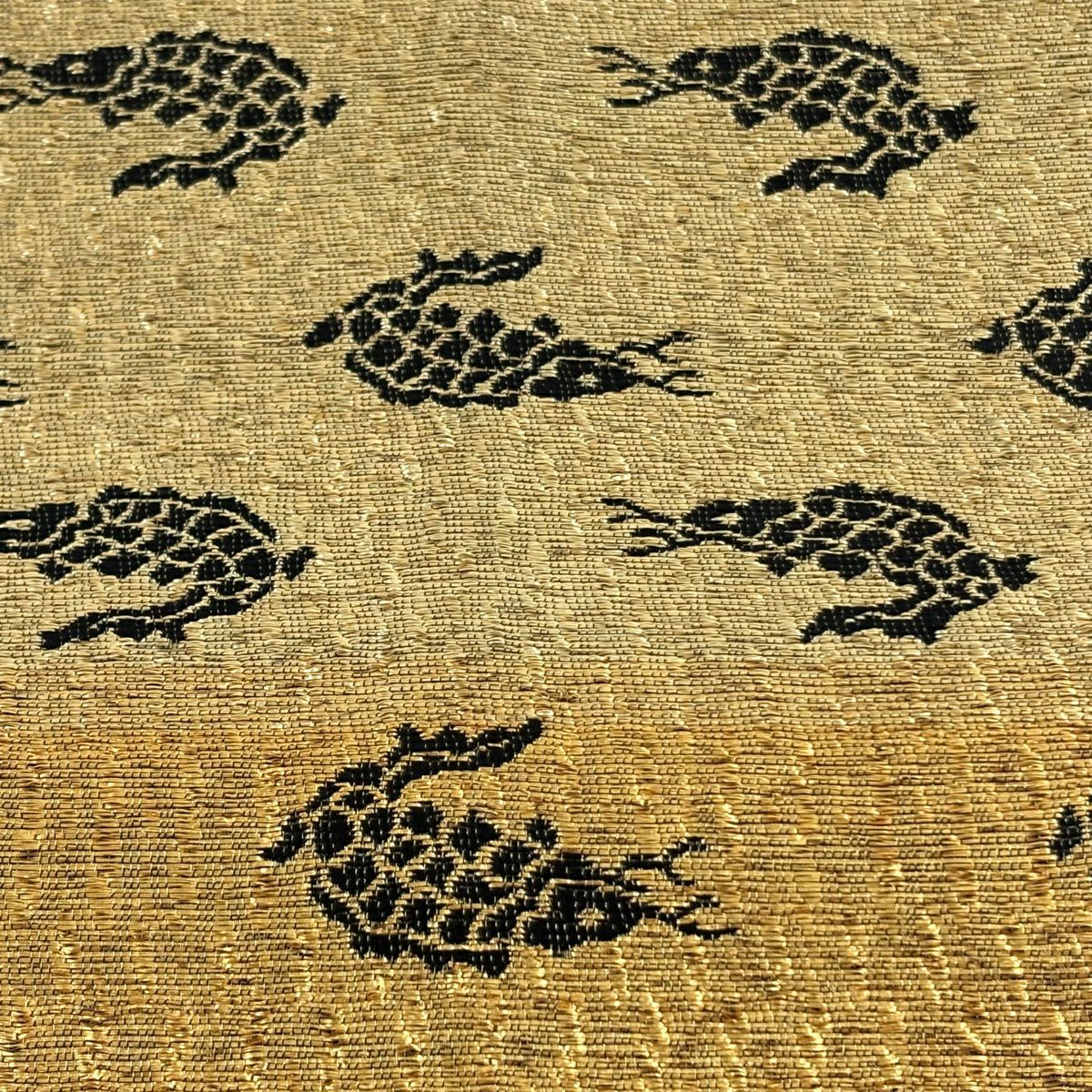【美品】 袋帶 逸品級 誉田屋源兵衛 落款 鯉 金金箔 金絲 金 六通 純蠶絲