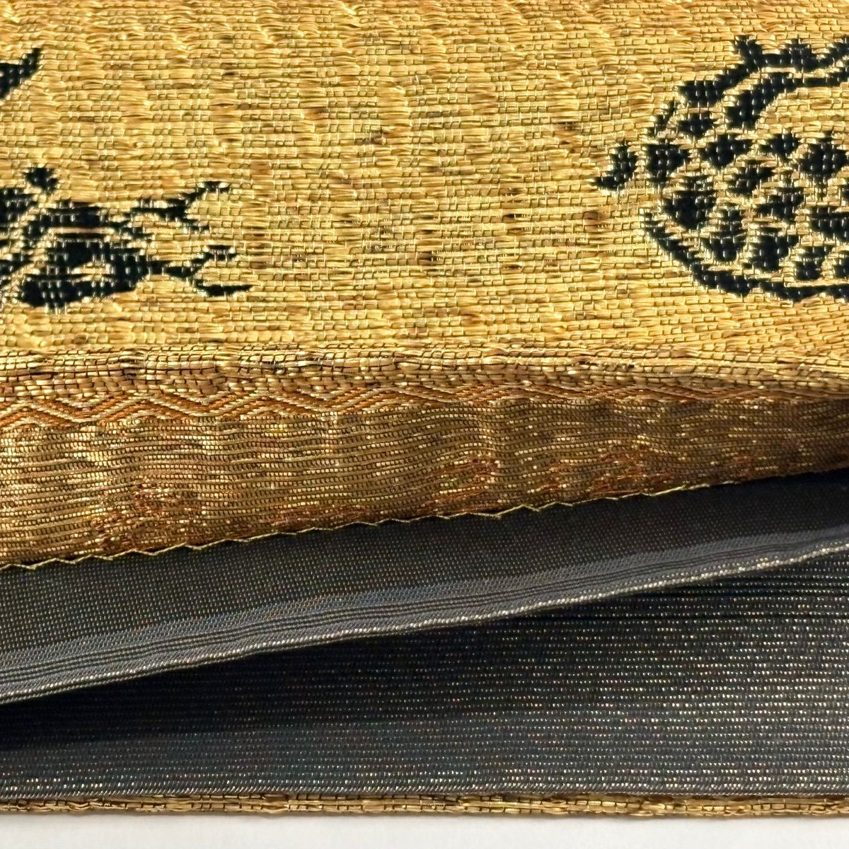 【美品】 袋帶 逸品級 誉田屋源兵衛 落款 鯉 金金箔 金絲 金 六通 純蠶絲