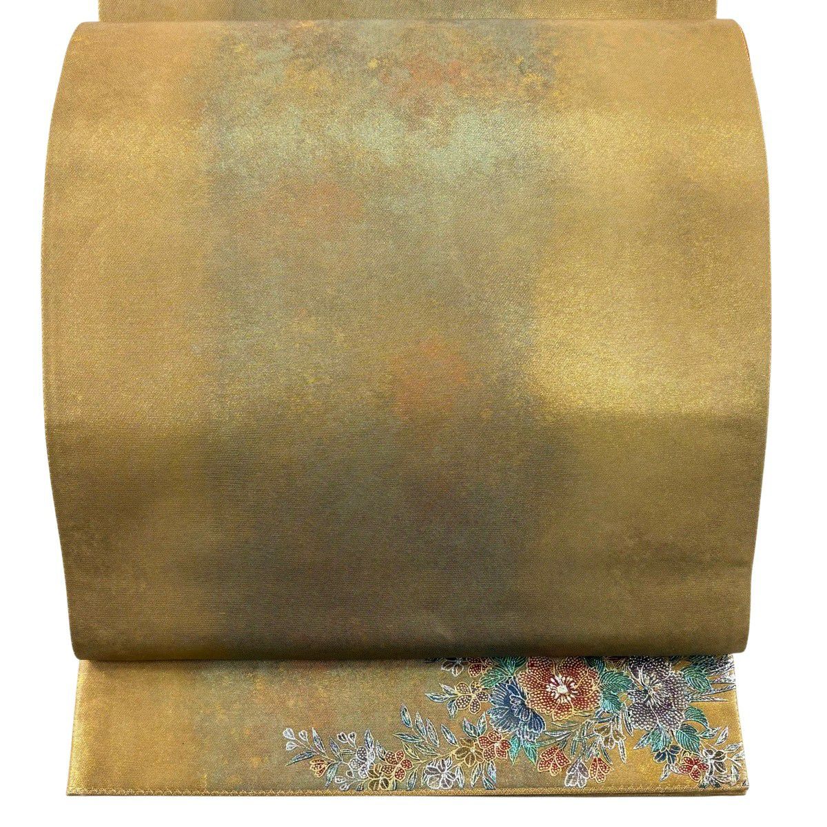 袋帶 逸品級 證書附帶 金金箔 金色 六通 純蠶絲