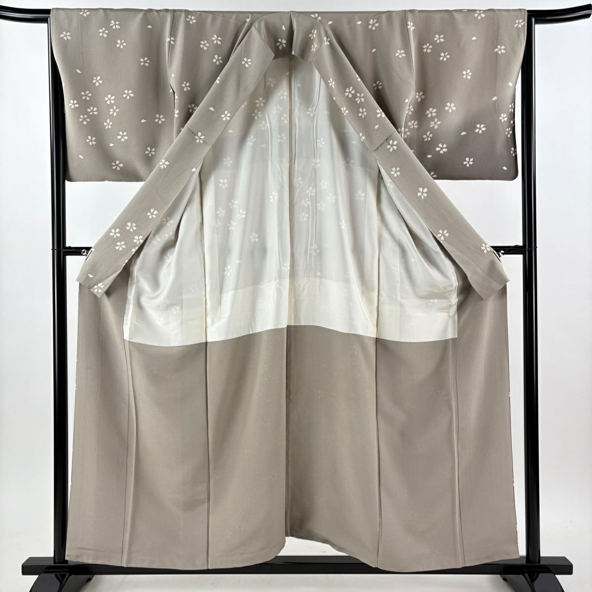 【美品】 付下 身長156cm 袖長64.5cm M 雙層 名古屋帶套裝櫻花 櫻花花瓣 漸層 淺紅 純蠶絲 優品級